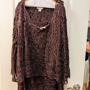 Chocolate brown silk evening wear set